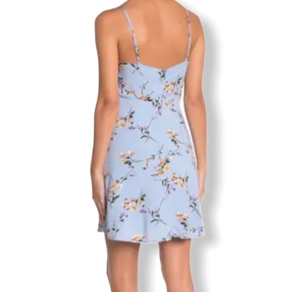 Melloday blue floral V notch skater  Size small printed pastel mini sun dress - Picture 2 of 8